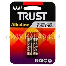 باطری TRUST آلکالاین Power Plus نیم قلم / پک کارتی 2 تایی / AAA / 1.5V